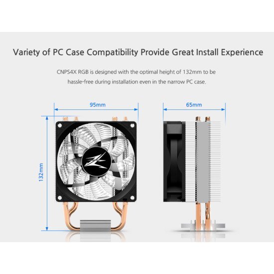 ZALMAN ψύκτρα για CPU CNPS4X-RGB, 2000rpm, 28dBA, 44CFM, 95W