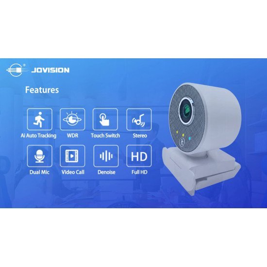 Jovision Ai Web Κάμερα Hd820U, Auto Tracking, Usb, Full Hd, Wdr, Λευκή