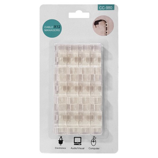 Powertech Οργανωτής Καλωδίων Ties-031, 3.3X1.3X1.2Cm, Διαφανές, 12Τμχ