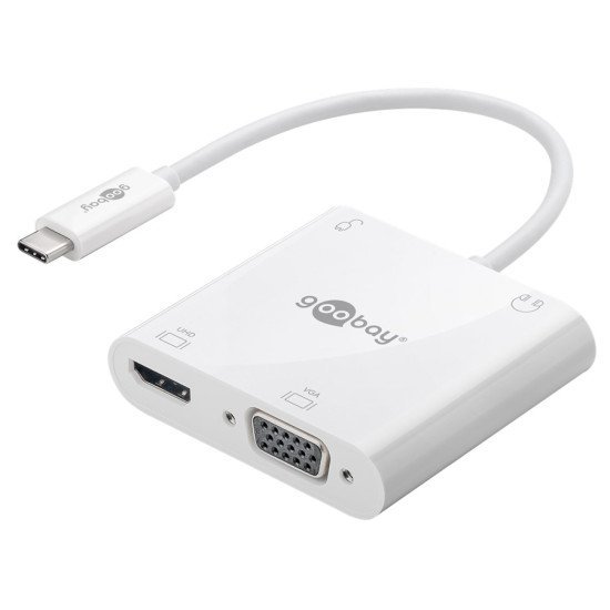 Goobay Αντάπτορας Usb Type-C Σε Hdmi+Vga+Pd 52418, 100W, 4K 12Cm, Λευκός