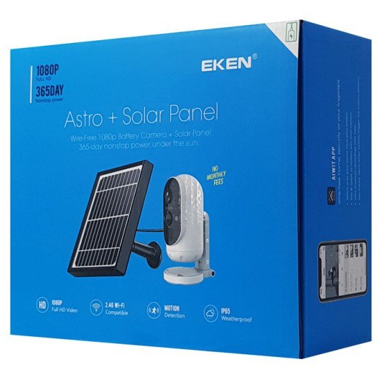 EKEN smart ηλιακή κάμερα ASTRO, Full HD, WiFi, PIR, IP65, micro SD