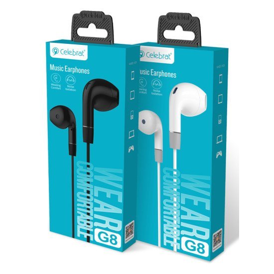 Celebrat Earphones Με Μικρόφωνο G8, 3.5Mm, 1.2M, Μαύρα Celebrat Earphones Με Μικρόφωνο G8, 3.5Mm, 1.2M, Μαύρα