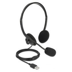 Delock Headphones Με Μικρόφωνο 27178, Stereo, Usb, Volume Control, Μαύρα