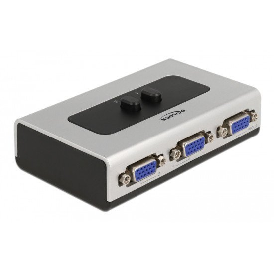 Delock Vga Switch 87758, 2 Ports, Bidirectional, Full Hd, Ασημί