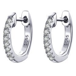 Bamoer Σκουλαρίκια Κρίκος Sce498-A Με Κυβική Ζιρκόνια, Ασήμι 925, Ασημί