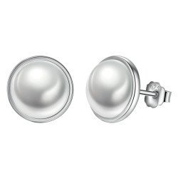 Bamoer Σκουλαρίκια Καρφωτά Pas489 Με Λευκή Πέρλα, Ασήμι 925, Ασημί