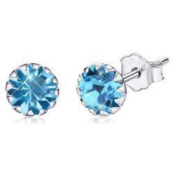 Bamoer Σκουλαρίκια Καρφωτά Sce862-12 Με Κυβική Ζιρκόνια, Ασήμι 925, Μπλε