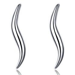 Bamoer Σκουλαρίκια Καρφωτά Sce600 Σε Σχέδιο Κύματος, Ασήμι 925, Ασημί