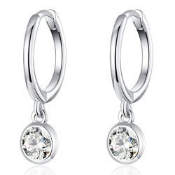 Bamoer Σκουλαρίκια Κρίκος Sce830 Με Κυβική Ζιρκόνια, Ασήμι 925, Ασημί