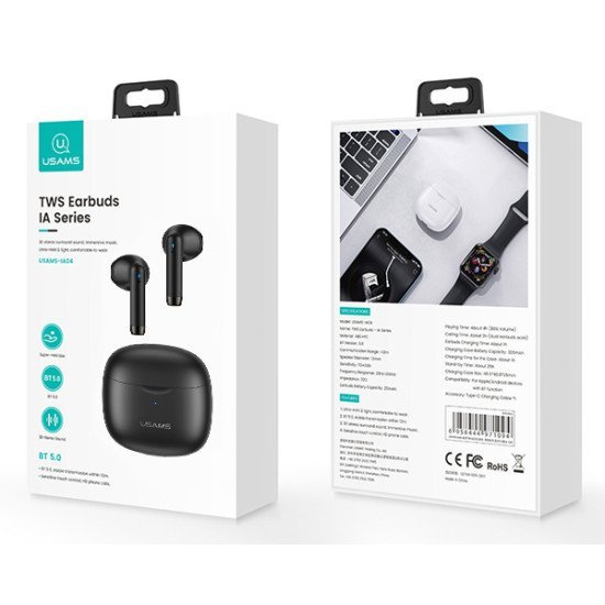 Usams Earphones Ia04 Με Θήκη Φόρτισης, True Wireless, Μαύρα