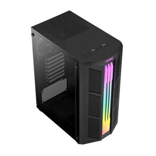 AEROCOOL PC case mid tower PRIME-G, 205x442x376.5mm, 1x fan, μαύρο