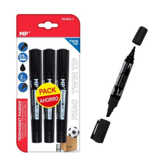 Mp Ανεξίτηλος Μαρκαδόρος Pe460-1, Με 2X Μύτες 2/5Mm & 2Mm, Μαύρος, 3Τμχ Mp Ανεξίτηλος Μαρκαδόρος Pe460-1, Με 2X Μύτες 2/5Mm & 2Mm, Μαύρος, 3Τμχ