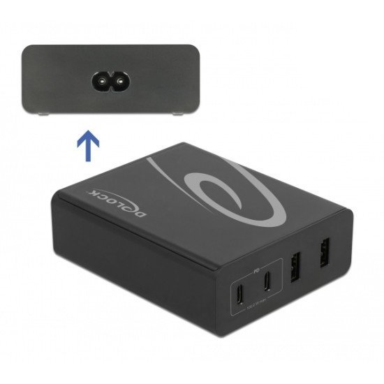 Delock Usb Σταθμός Φόρτισης 41440 112W, 2X Usb Type-C Pd, 2X Usb, Μαύρος