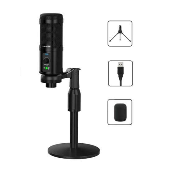 Cabletime Πυκνωτικό Μικρόφωνο Mp03-Ab, Με Αντιανέμιο & Τρίποδα, Usb