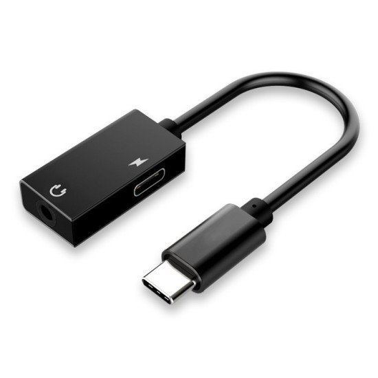POWERTECH αντάπτορας USB-C σε USB-C & 3.5mm CAB-UC053, 0.11m, μαύρος POWERTECH αντάπτορας USB-C σε USB-C & 3.5mm CAB-UC053, 0.11m, μαύρος
