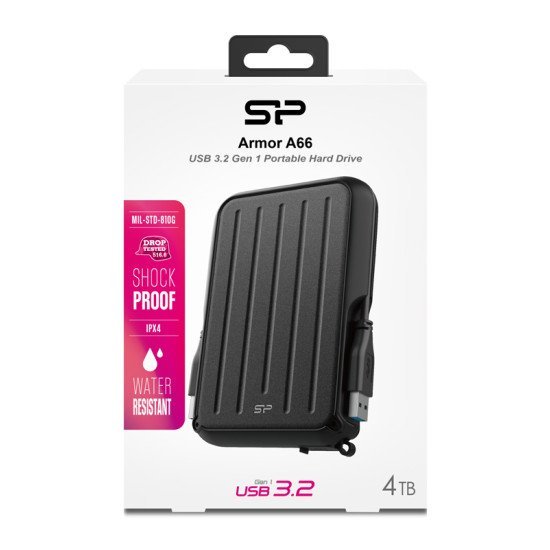 Silicon Power Εξωτερικός Hdd Armor A66, 4Tb, Usb 3.2, Μαύρος Silicon Power Εξωτερικός Hdd Armor A66, 4Tb, Usb 3.2, Μαύρος