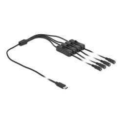 Delock Καλώδιο Usb Type-C Σε 4X Dc 5.5 X 2.1Mm 86802, 1M, Μαύρο