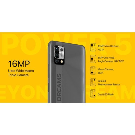 UMIDIGI smartphone Power 5, 6.53", 3/64GB, Android 11, 6150 mAh, γκρι