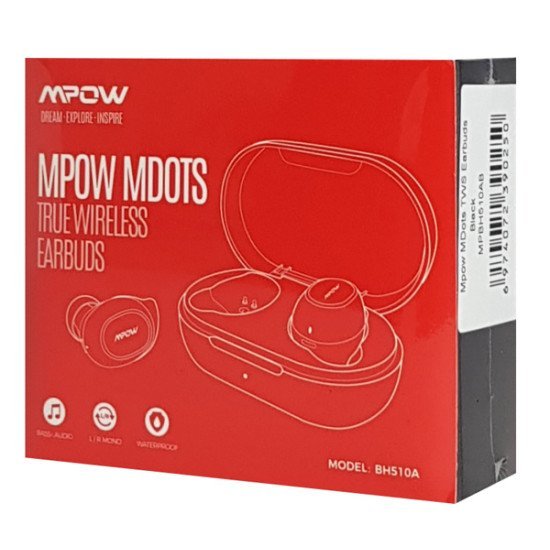 MPOW earphones με θήκη φόρτισης Mdots BH510A, True Wireless, μαύρα
