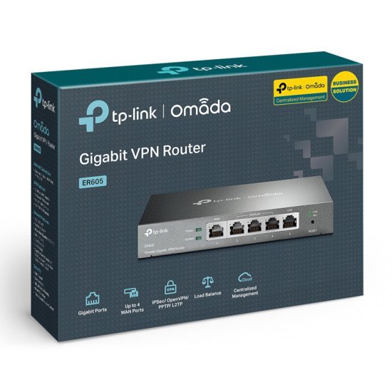 Tp-Link Gigabit Vpn Router Er605, 5X Ethernet Port, Ver 1.0