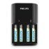 Philips Φορτιστής Μπαταριών Aa & Aαα Nimh Scb1450Nb Με 4X Aaa, Μαύρος