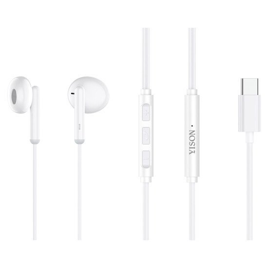 YISON earphones με μικρόφωνο X3, Type-C, 1.2m, λευκά