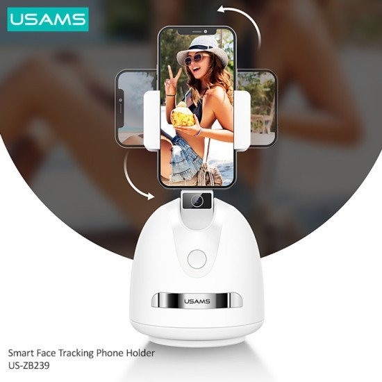 Usams Βάση Για Smartphone Με Smart Face Tracking Us-Zb239, Λευκή