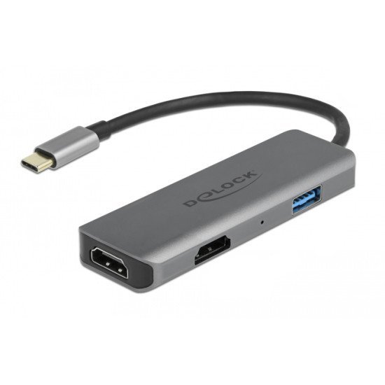 Delock Αντάπτορας Usb-C Σε Usb & 2X Hdmi 87780, 480Mbps, 4K, Γκρι