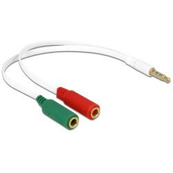 Delock Αντάπτορας 3.5Mm 4-Pin Σε 2X 3.5Mm 3-Pin Θηλυκό 65447, Λευκός Delock Αντάπτορας 3.5Mm 4-Pin Σε 2X 3.5Mm 3-Pin Θηλυκό 65447, Λευκός