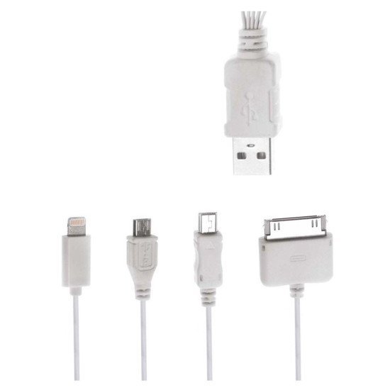 Powertech Καλώδιο Usb 4 In 1 Pt-214, 1M, Λευκό Powertech Καλώδιο Usb 4 In 1 Pt-214, 1M, Λευκό