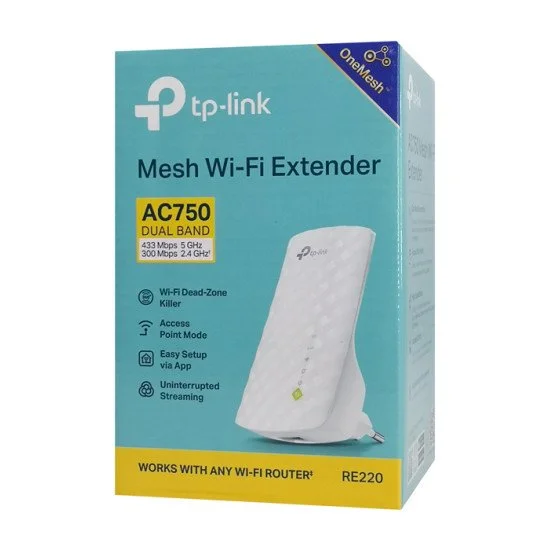 Tp-Link Mesh Wifi Extender Re220, Ac750, Dual Band, Ver 3.0 Tp-Link Mesh Wifi Extender Re220, Ac750, Dual Band, Ver 3.0
