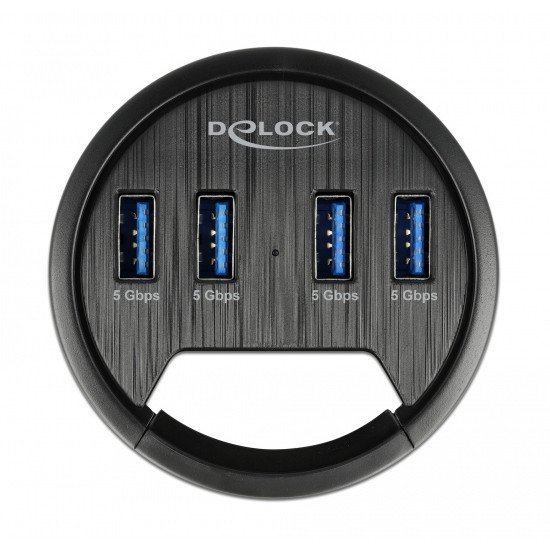 Delock Usb Hub 64153, 4X Usb 3.2 Gen 1, 5Gbps, 60Mm, Μαύρο