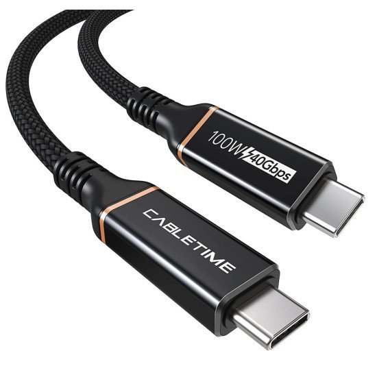 CABLETIME καλώδιο USB Type-C CT-USB4, 100W, 8K, 40Gbps, 1m, μαύρο