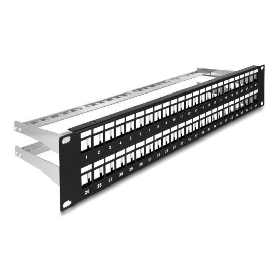 Delock Keystone Patch Panel 66878, 19"/2U, 48X Ports, Μαύρο