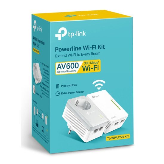 Tp-Link Powerline Wi-Fi Kit Tl-Wpa4226-Kit, Av600 600Mbps, Ver: 4.0