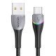 USAMS καλώδιο USB-C σε USB SJ542 με RGB φωτισμό, 3A, 1.2m, μαύρο