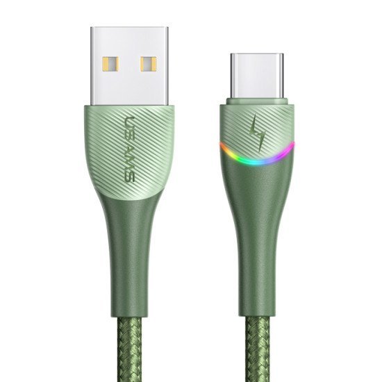 USAMS καλώδιο USB-C σε USB SJ542 με RGB φωτισμό, 3A, 1.2m, πράσινο