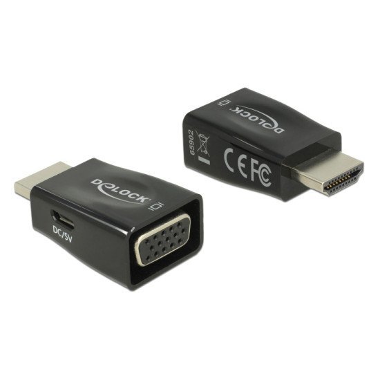 Delock Αντάπτορας Hdmi Σε Vga & Micro Usb 65902, 1920X1200P, Μαύρος Delock Αντάπτορας Hdmi Σε Vga & Micro Usb 65902, 1920X1200P, Μαύρος