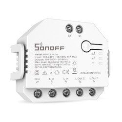 Sonoff Smart Διακόπτης Dualr3 Lite, 2-Gang, Wi-Fi, 15A, Λευκός