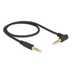 Delock Καλώδιο Jack Stereo Σε Jack Stereo 4Pin 3.5Mm, 90°, Μαύρο, 0.5M Delock Καλώδιο Jack Stereo Σε Jack Stereo 4Pin 3.5Mm, 90°, Μαύρο, 0.5M