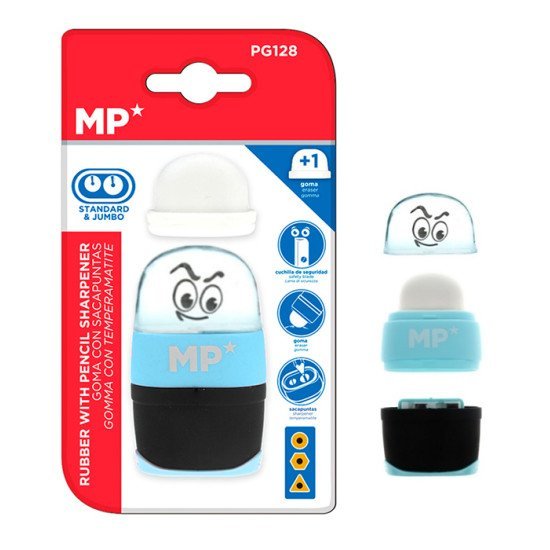 Mp Γόμα & Ξύστρα Με Κάδο Pg128-Bl, Μπλε