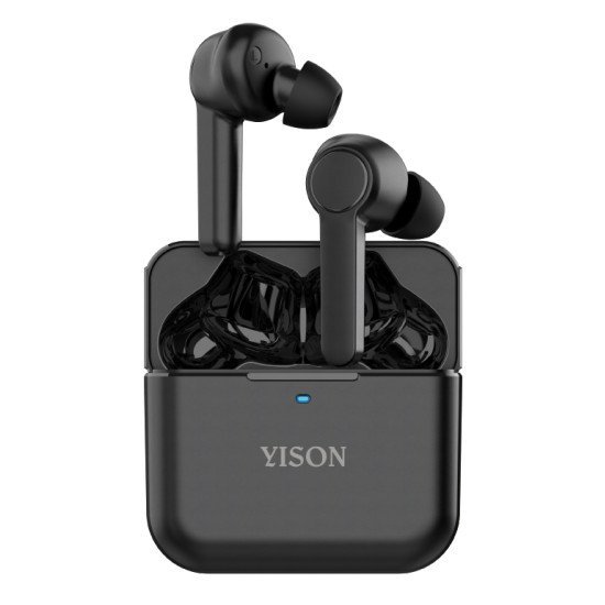 Yison Earphones Με Θήκη Φόρτισης T5, True Wireless, Μαύρα