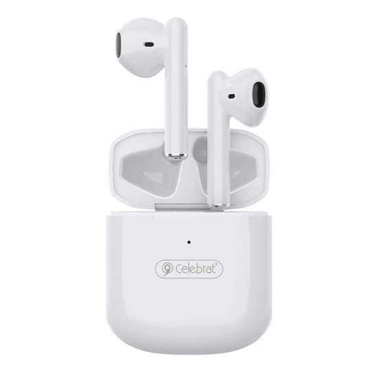 Celebrat Earphones Με Θήκη Φόρτισης W16, True Wireless, Λευκά