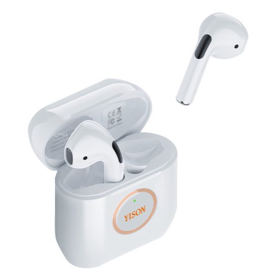 Yison Earphones Με Θήκη Φόρτισης T8, True Wireless, Λευκά