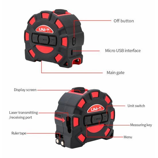 Uni-T Ψηφιακό Μέτρο Laser Lm60T, Έως 60M, M/Ft/In, Με Μετροταινία 5M Uni-T Ψηφιακό Μέτρο Laser Lm60T, Έως 60M, M/Ft/In, Με Μετροταινία 5M