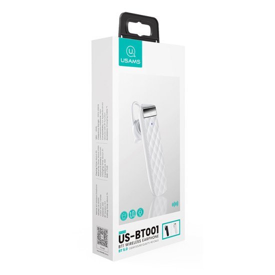 Usams Bluetooth Μονό Earphone Bt1, Bt 5.0, Λευκό