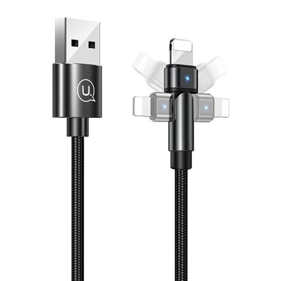 Usams Καλώδιο Lightning Σε Usb Us-Sj476, Περιστρεφόμενο, 2.1A, 1M, Μαύρο Usams Καλώδιο Lightning Σε Usb Us-Sj476, Περιστρεφόμενο, 2.1A, 1M, Μαύρο