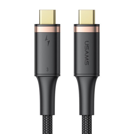 USAMS καλώδιο USB-C US-SJ553 Thunderbolt 3, 100W 40Gbps, 5K, 0.8m, μαύρο