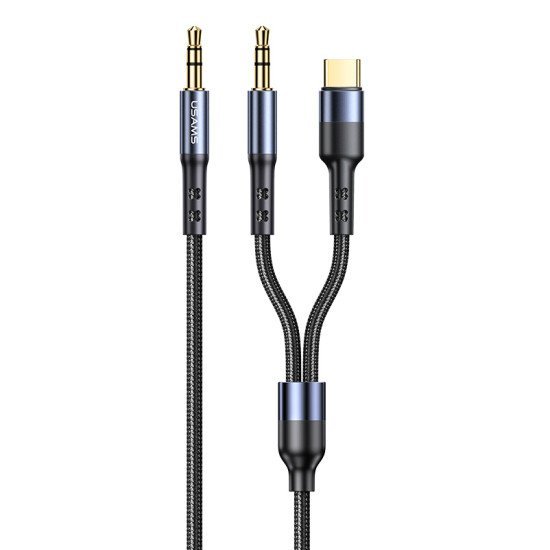 Usams Καλώδιο Ήχου 3.5Mm Σε Usb-C & 3.5Mm Us-Sj555, 1.2M, Μαύρο