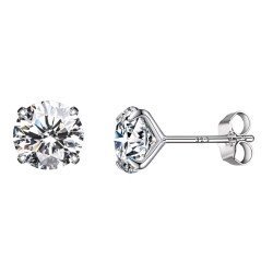 Bamoer Σκουλαρίκια Καρφωτά Bse166 Με Κυβική Ζιρκόνια, 6Mm, Ασήμι 925